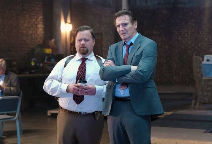 Liam Neeson and Paul Walter Hauser in The Naked Gun